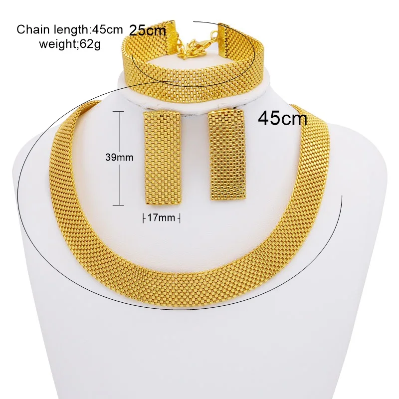 SUNNESA Women Chunky Necklace Jewelry Sets Dubai Gold Plated Bracelet African Fashion Punk Party Bridal Jewelry Sets Wedding