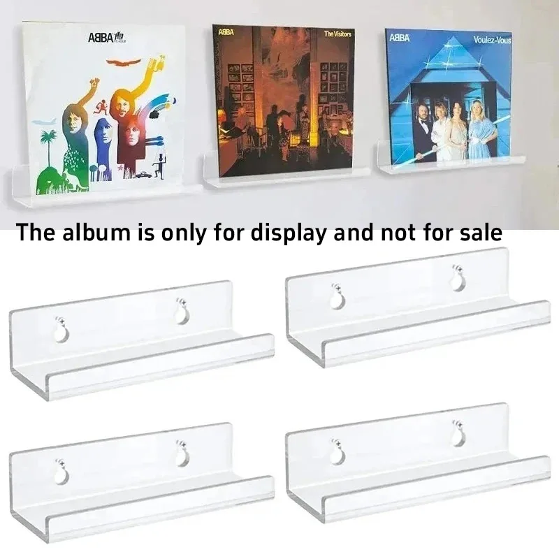 Acrylic Record Display Stand Wall Mount Clear Vinyl Shelf No‑Drill Floating Rack CD Album Storage Rack LP Holder Home Decor