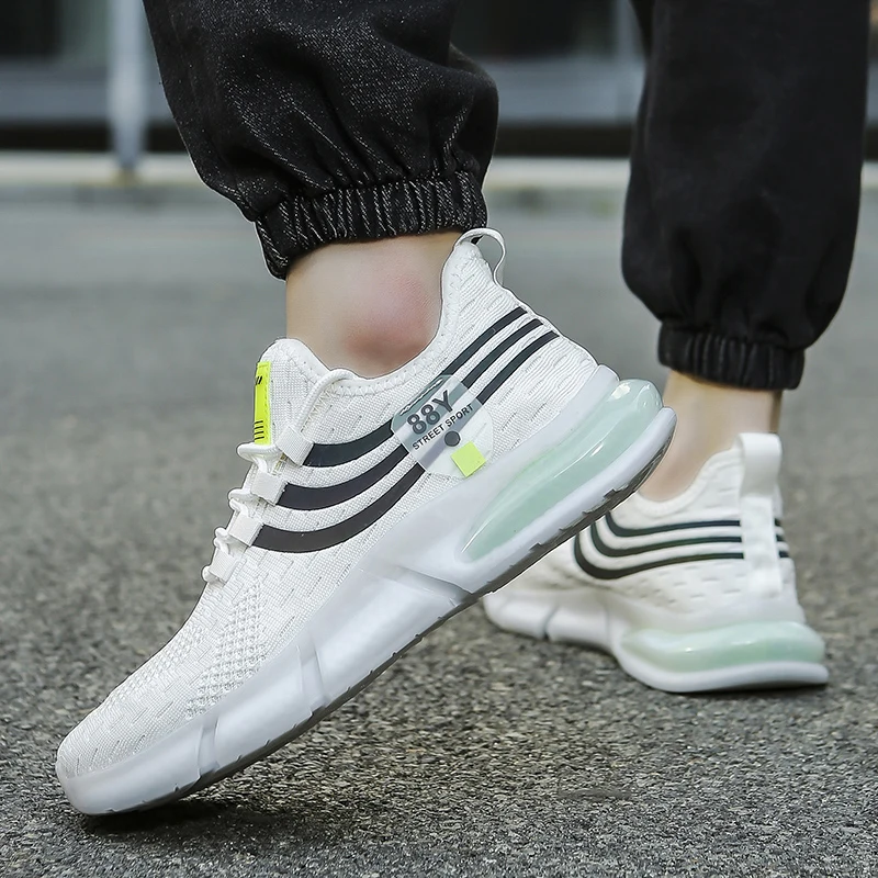 Spring and Autumn New Men's Casual Air Cushion Running Shoes Lightweight Mesh Casual Shoes Anti-Slip Shock Absorbing Sports Shoe