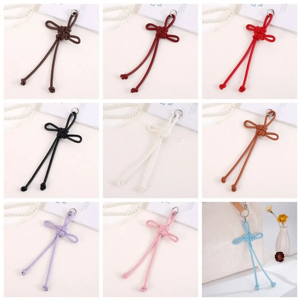 Fashion PU Leather Braided Rope Keychain DIY Braided Knot Bag Pendant Hanging Holder Gift Car Trinket Keyring Bag Accessories