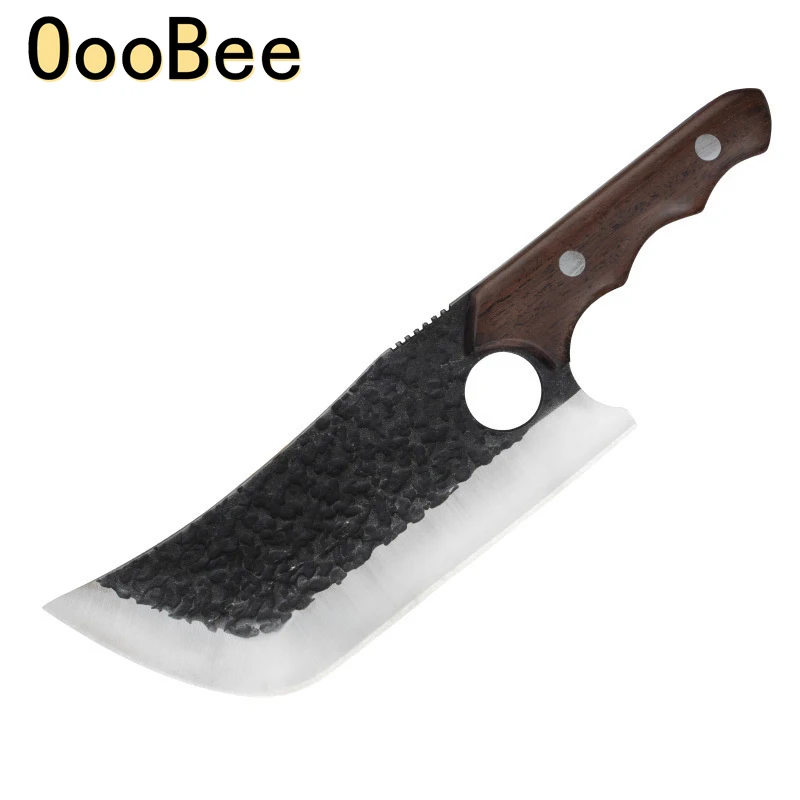 OooBee 1150 Stainless Steel Kitchen Knife 7 Inch Blade Butcher Knives Sets Double Blade Edge Cutting Cutlery Cook Cuisine Tools