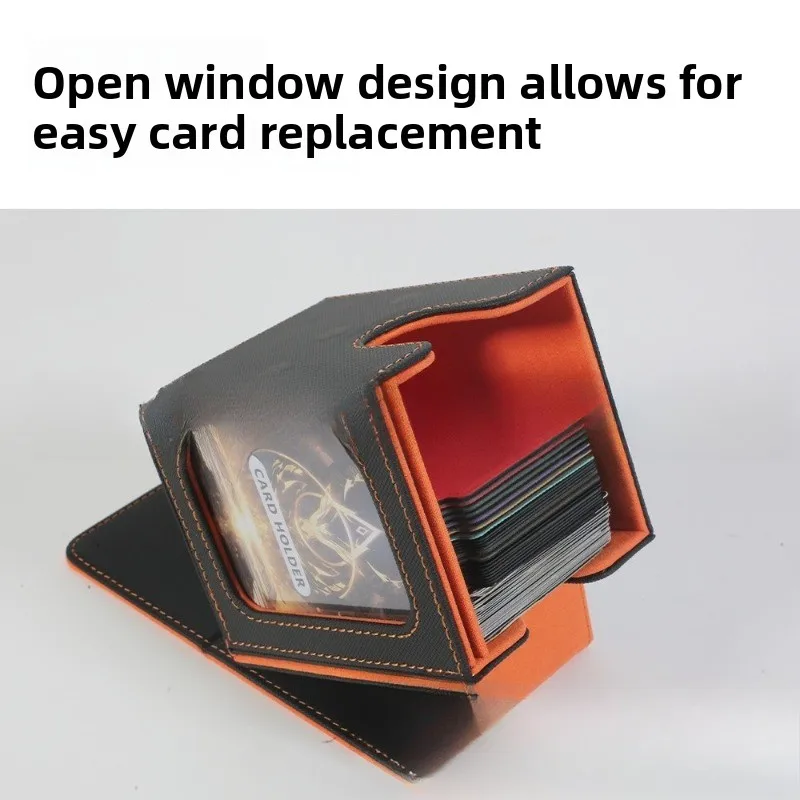 PU Leather Trading Card Deck Box Window Display Storage Case for MTG YuGiOh Game Cards TCG Box with Divider High Quality view 4