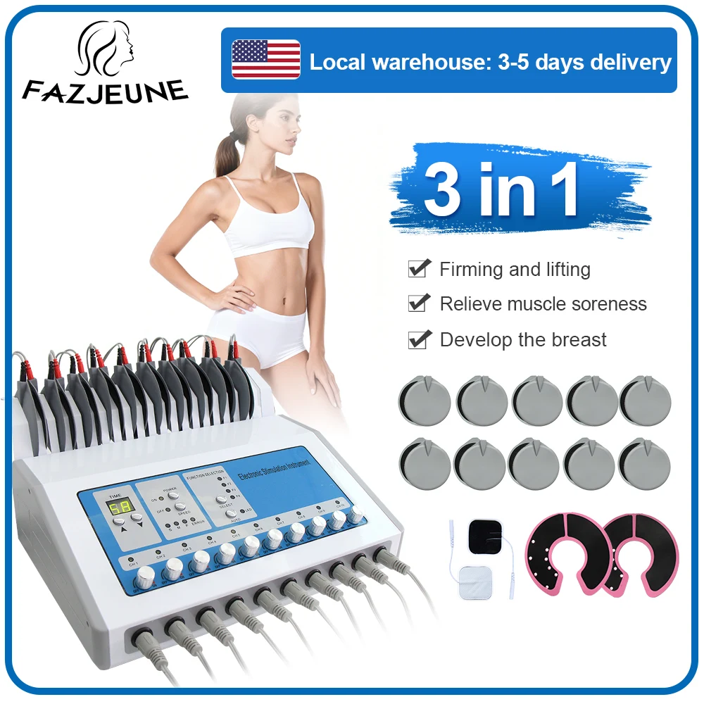 3IN1 EMS Electric Muscle Stimulator Electrostimulation Body Slimming Massager Weight Loss Russian Waves Myostimulation Machine