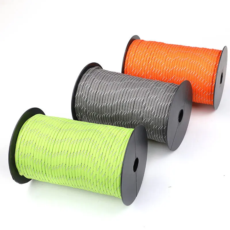 Reflective Paracord Rope Military 7 Strand 4mm 550 Tactical Parachute Cord Camping Tent Lanyard DIY Bracelet Weaving Rope