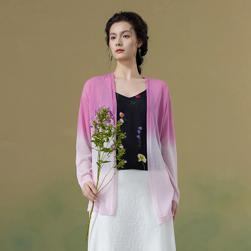 

Women's Loose Knitted Open Cardigan Pink adient New Arrival Autumn Season Regular Fit Long Sve Faion Ladies' Sweater