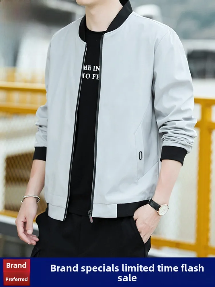 

Мужское бейсбольное пальто с воротником-стойкой на подкладке Fce, повседневное пальто с воротником-стойкой, ветрозащитное, полиэстер, нейлон, длинное волокно, пальто на молнии