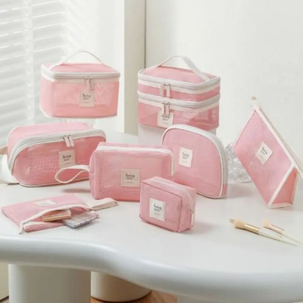 

New Transparent Mesh Makeup Bag 4 Colors Multifunction Ladies Toiletry Storage Bag Portable Lipstick Organizer Bags