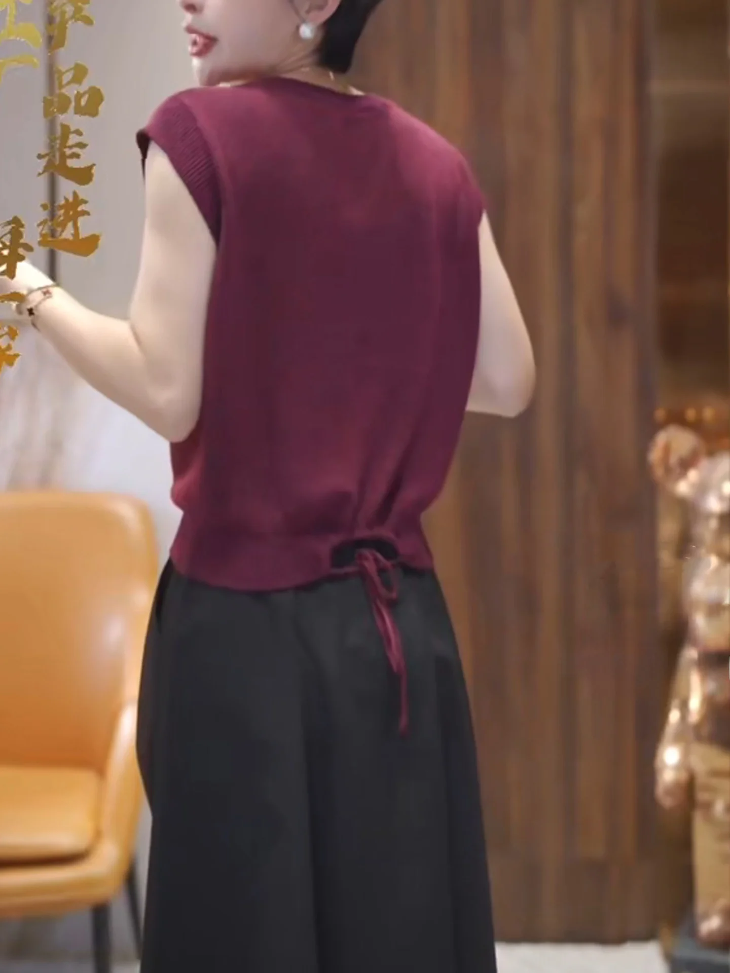 Summer 2025 Women's Loose Fit round Ne Ice Silk Knitted Vest Comfortable oulder T-irt Base irt Soft Korean Sle Commute