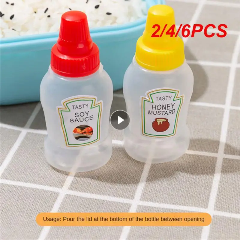 2/4/6PCS Squeeze Sauce Bottle For Seasoning Convenient Needle-nosed Polychromatic Plastic Plastic Condiment Dispenser