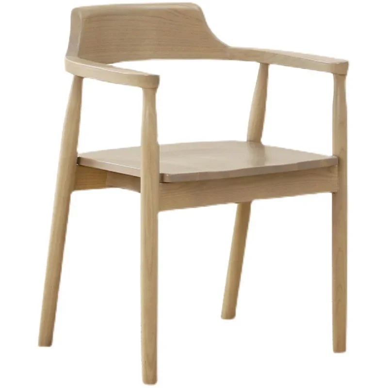 Milk gray household solid wood coffee restaurant negotiation casual armrest back book desk chair