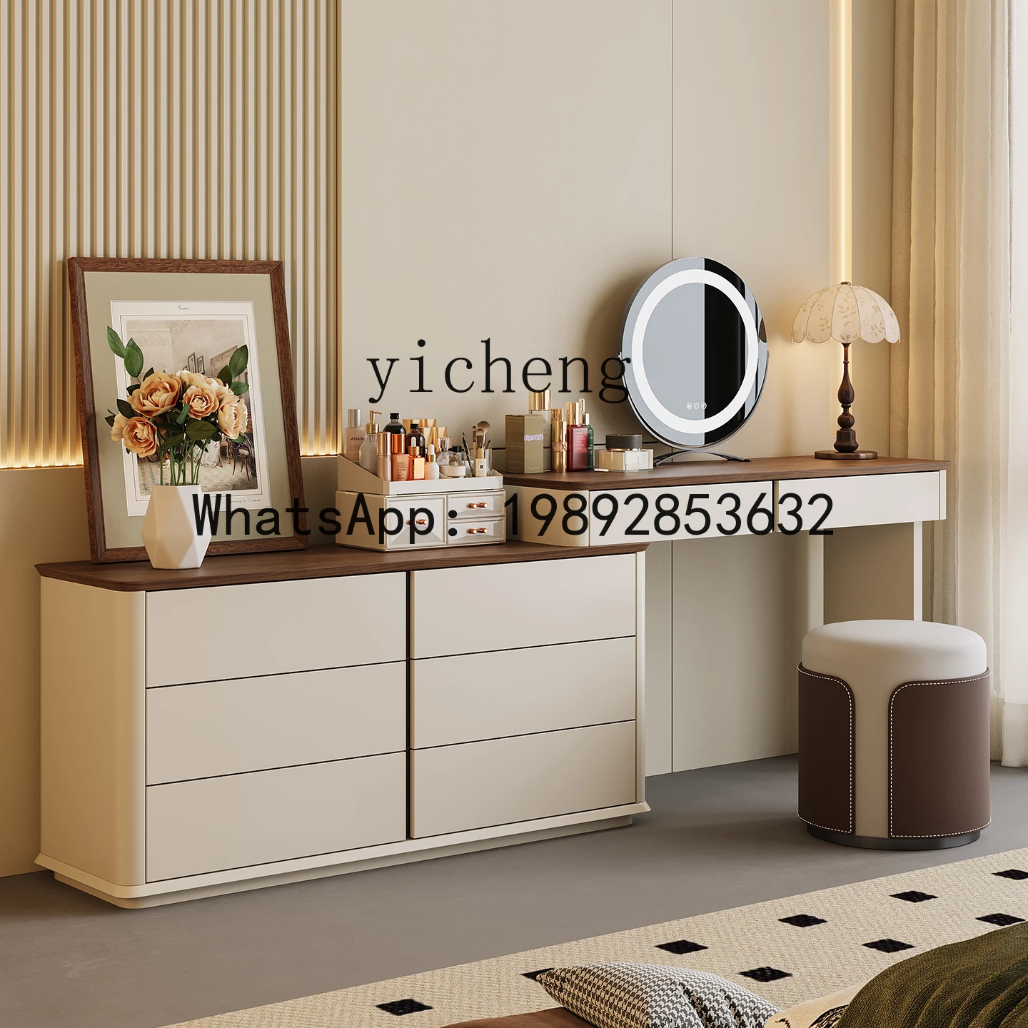 

X7 Dressing Table Storage Home Use Solid Wood Extendable Vintage Style Dressing Table Modern Minimalist