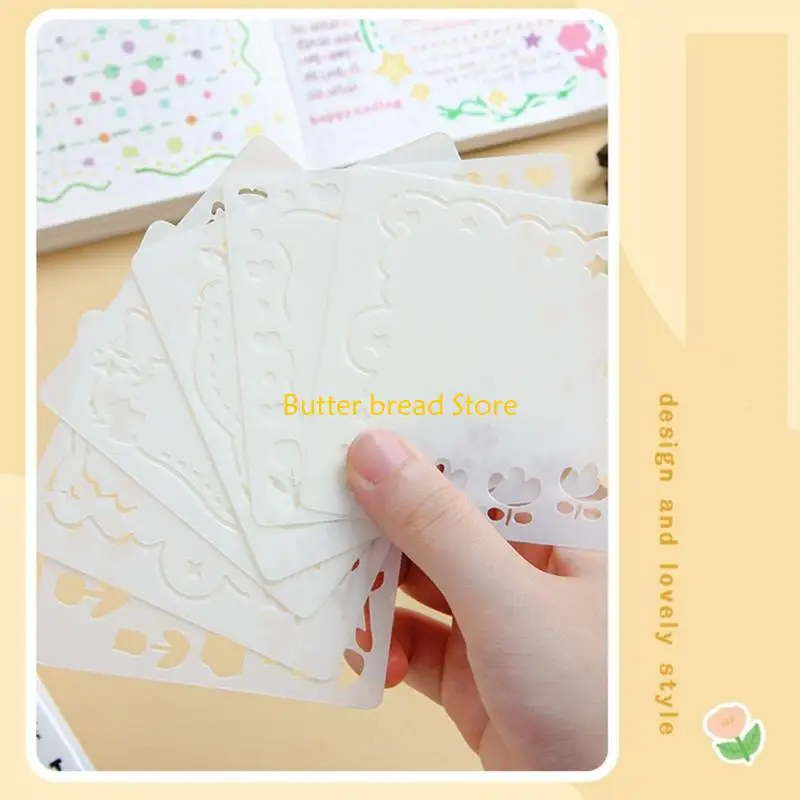 W89C 6 Pcs Flower Stencils for Painting Hollow Out Floral Stencils Reusable Scrapbook Journal Stencils Drawing Stencils