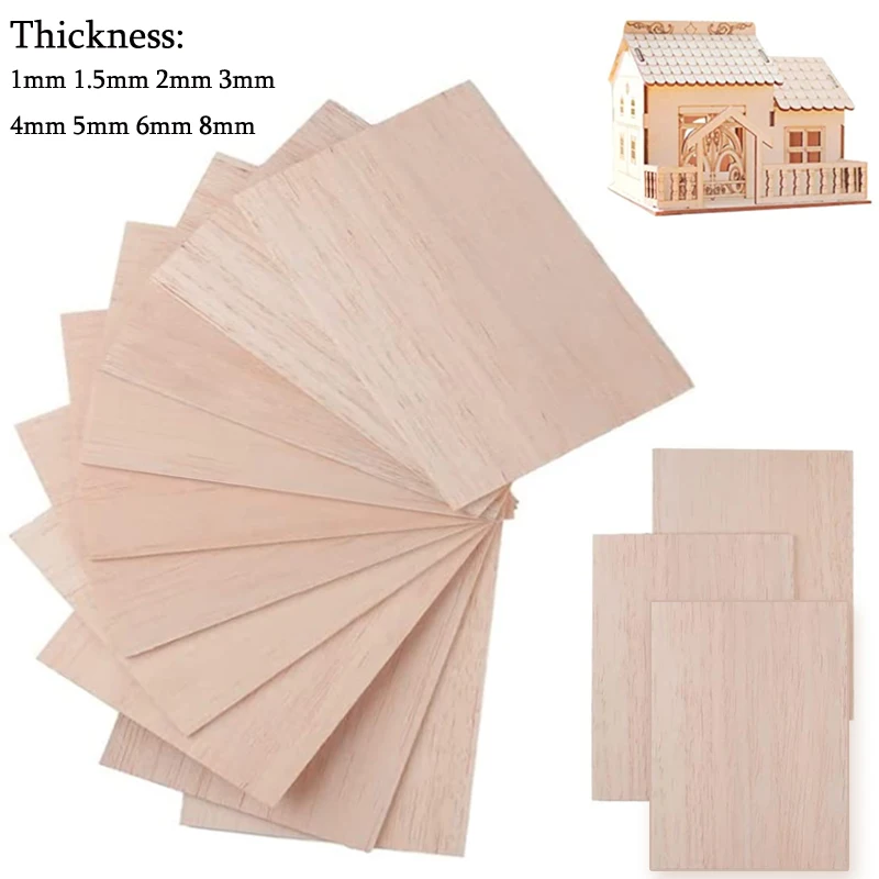 5/10pcs Balsa Wood Sheets Ply 100/200/300mm Long 100mm Wide 1-8mm Thick For Craft DIY Project Wood DIY Craft Accessories