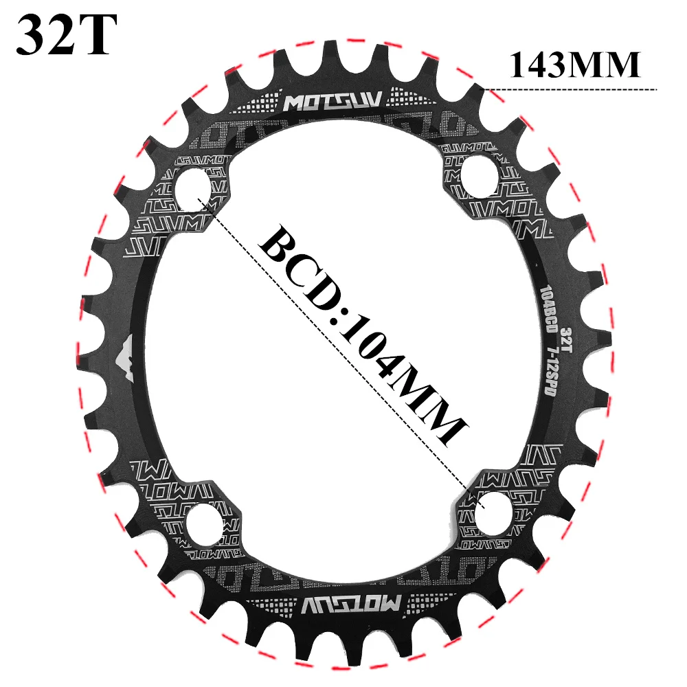 Motsuv ovaler Kettenblatt 104bcd für Shimano MTB Fahrrad Fahrradkette ring 32t 34 36 38t ultraleichte Zahn platte Kettenrad 104 bcd – Detail 6