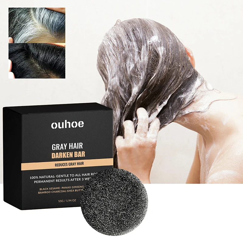 Rosemary Grey Coverage Bar Shampoo Repair Gray White Treatment Smoothing Nourishing Dandruff Natural Hair Darkening Soap
