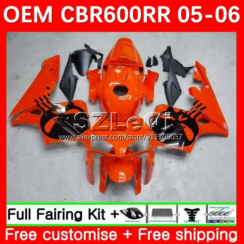 OEM Body + Decal For HONDA CBR600 CBR 600CC 600RR 600 RR CC F5 05 Skull orange 06 37No.19 CBR600RR 2005 2006 Injection Fairings