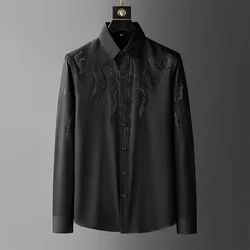 Chemise à carreaux à manches longues pour hommes, chemises décontractées, style européen et américain, diamant de fer, coupe couvertes, nouvelle chemise de printemps