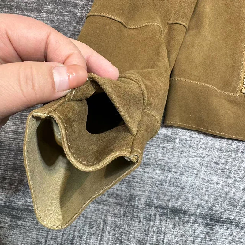 المستوردة جلد الخراف سليم صالح سترة جلدية حقيقية للنساء 2026 جديد عادية الوقوف طوق سستة الإناث الجلد المدبوغ جلد الغنم سترة قصيرة #4