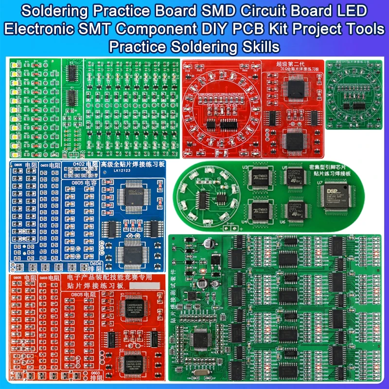 Płytka do ćwiczeń lutowniczych Płytka drukowana SMD LED Elektroniczny komponent SMT Zestaw DIY PCB Narzędzia projektowe Ćwicz umiejętności lutowania