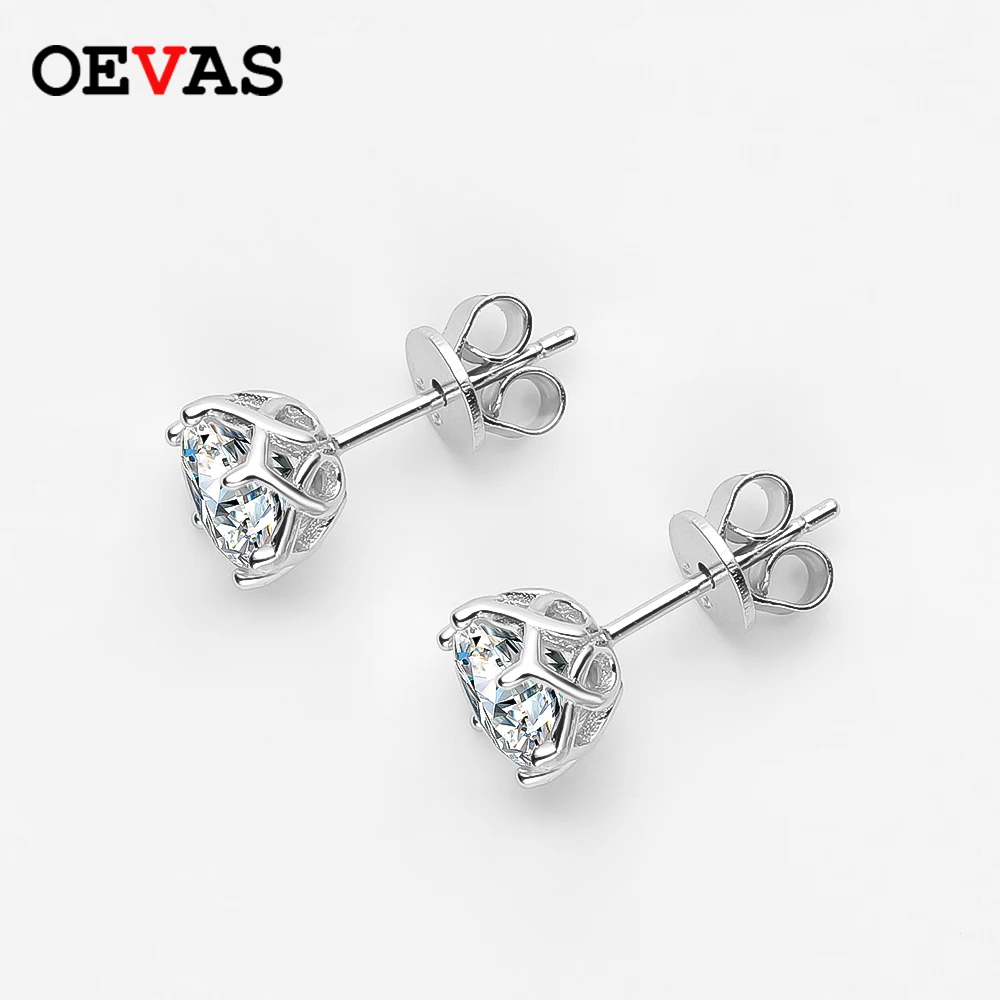 OEVAS Real 0.5/1/2 Carats D Color Moissanite Stud Earrings 100% 925 Sterling Silver Sparkling Engagement Party Fine Jewelry