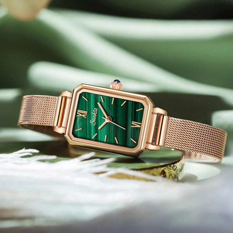 SUNKTA Watch Women Watches top brand luxury fashion rectangular small green watch ladies ultra-thin waterproof Quartz Wristwatch