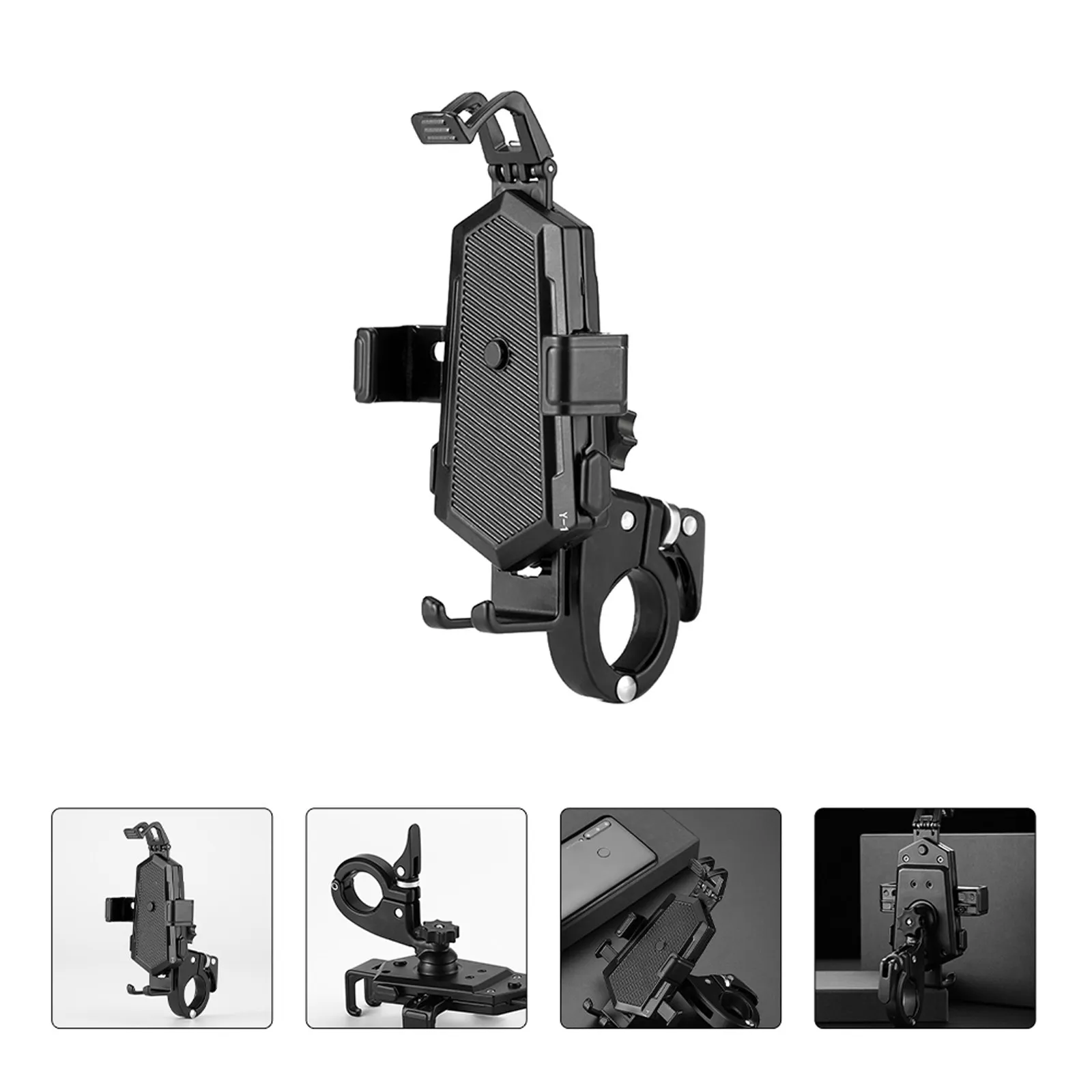 Heavy Duty Aluminium Alloy Bike Phone Stand 360 Degree Adjustable Rotation for Motorbike Navigation Anti Shake Phone Holder