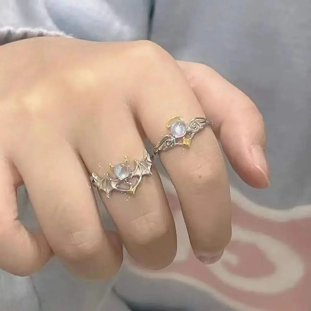 Fashion Angel Magic Wings Couple Rings Ladies Vintage Silver Feather Open End Rings Party Festivals Popular Jewelry Accessories