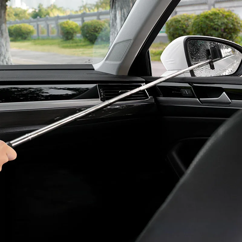 Car Rearview Mirror Wiper Cleaning Tool Auto Glass Mist Cleaner Scraper Car Accessories Handle Telescopic Window Cleaning Brush
