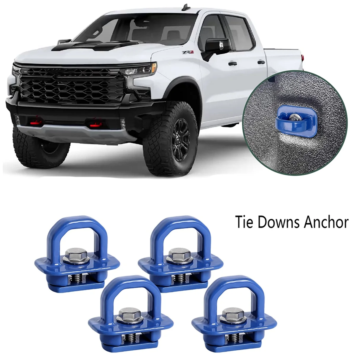 Blue Truck Bed Side Wall Anchors 4Pcs Set Tie Downs Anchor for Silverdo Pickup Anchor Truck Bed