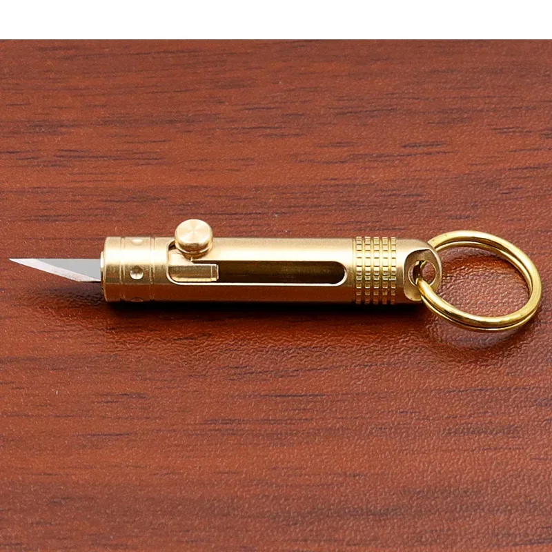 Mini Portable Brass Tool Knife Paper Cutter  Razor Blade Cutting Paper Office Stationery Cutting Supplies Tool Knife