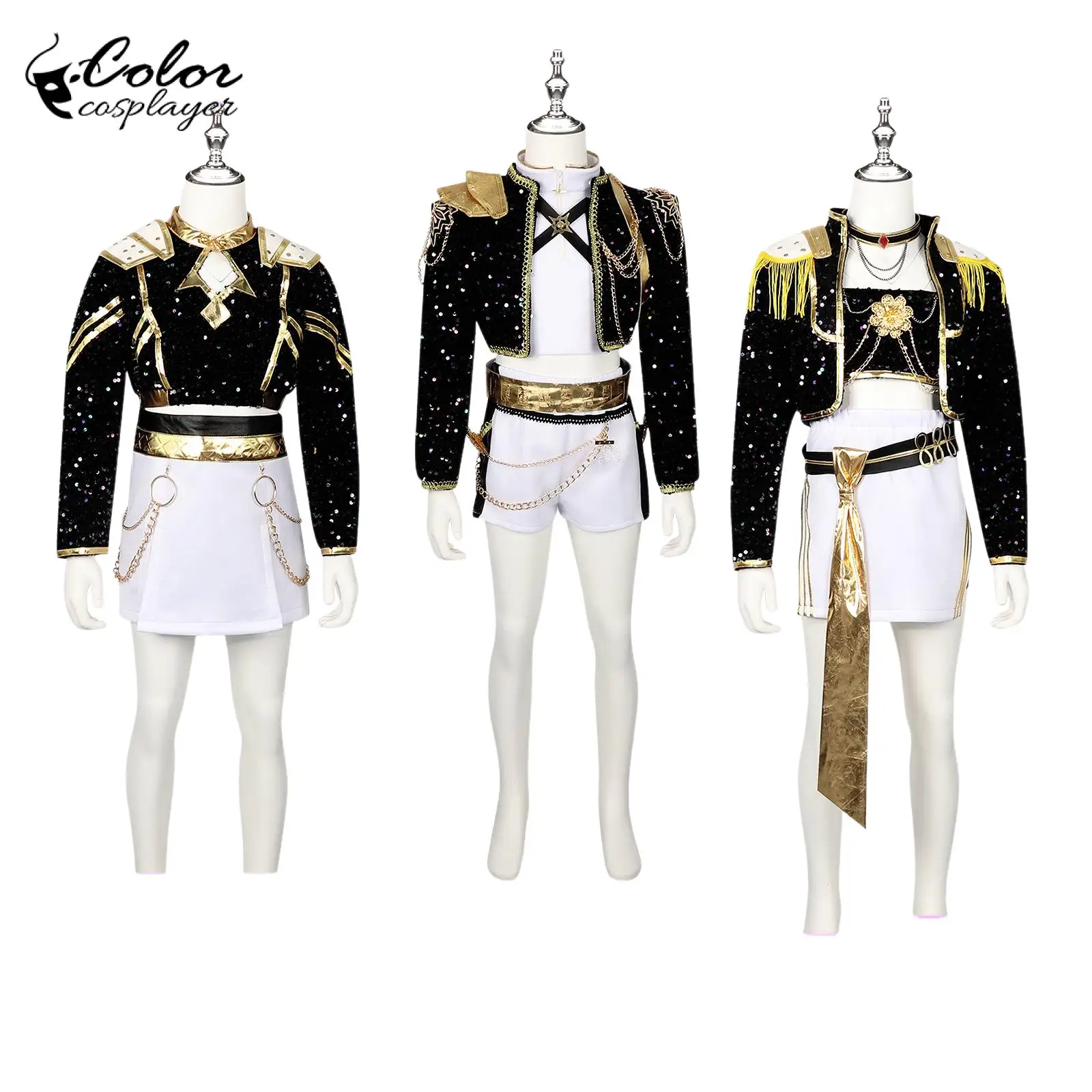 

KPop Охотники на демонов Mira Zoey Rumi Аниме Косплей Костюм Парик KPOP Huntrix Черный боевой костюм Набор для девочек Реквизит для Хэллоуина