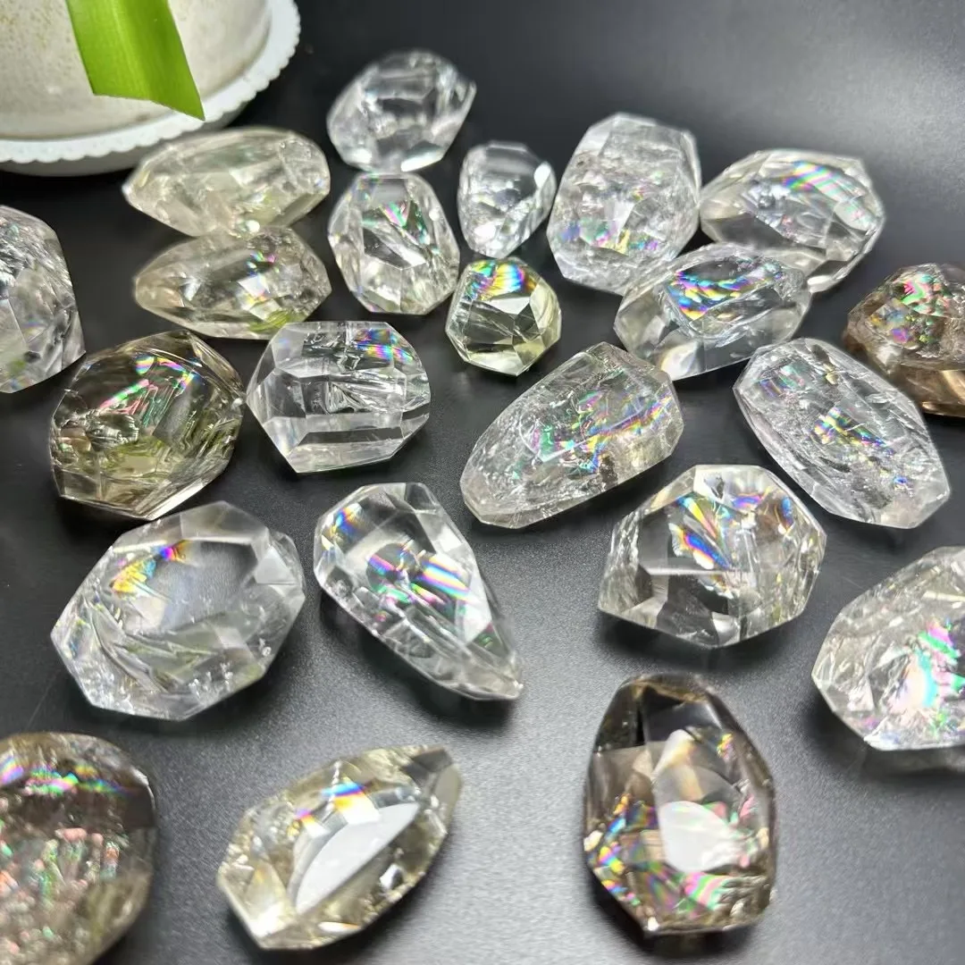 1 Pc Fengbaowu Natural Rainbow Rock Quartz Irregular Shape Stone DIY For Pendant Reiki Healing Stone Jewelry Gift For Women Men