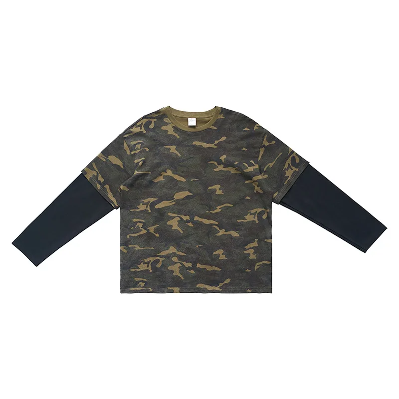 Men'S  Matching Camouflage Print 100% Cotton Long Sleeve T - Shirt Autumn Winter Loose Casual Couple Matching Top