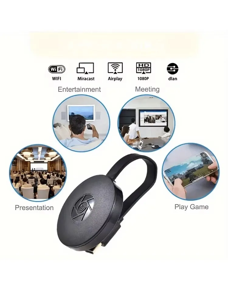 جهاز عرض لاسلكي صغير بدقة 1920x1080 جهاز HDMI للهاتف المحمول متصل بشاشة التلفزيون لنظام IOS وأندرويد ويندو