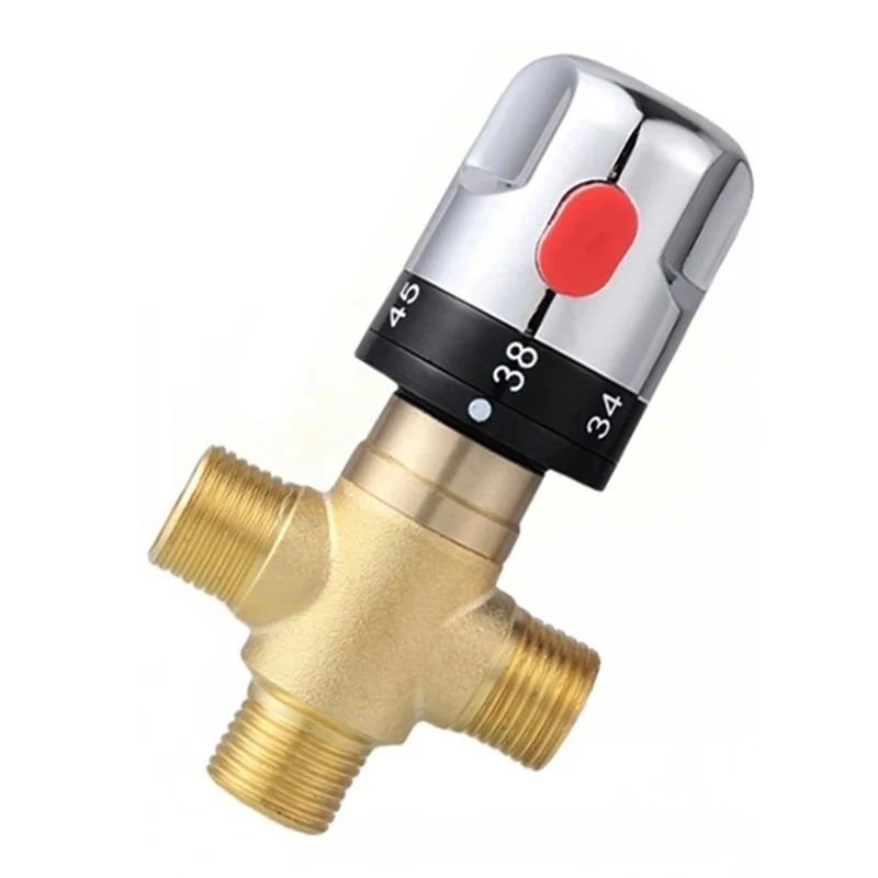 Universal Copper Temperature Regulating Pipeline Valve Cold Hot Water Mixing Part For Solar Water Heating System
