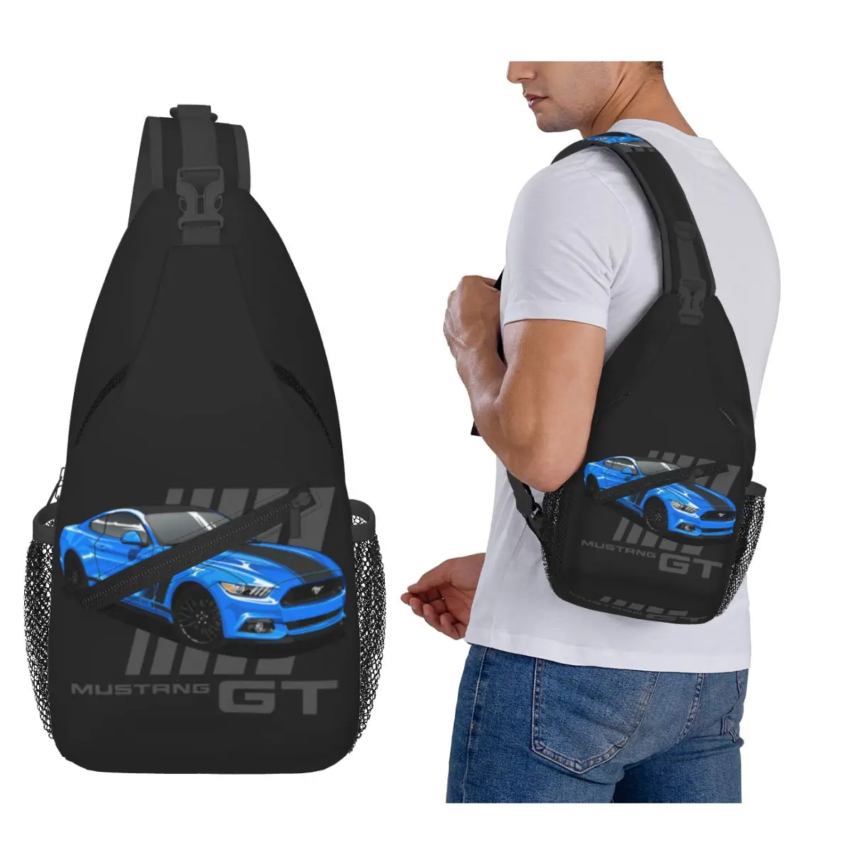 

Mustang Gt Chest Bag Men Sling Crossbody Backpack Chest Bag Traveling Hiking Daypack Shoulder Bag