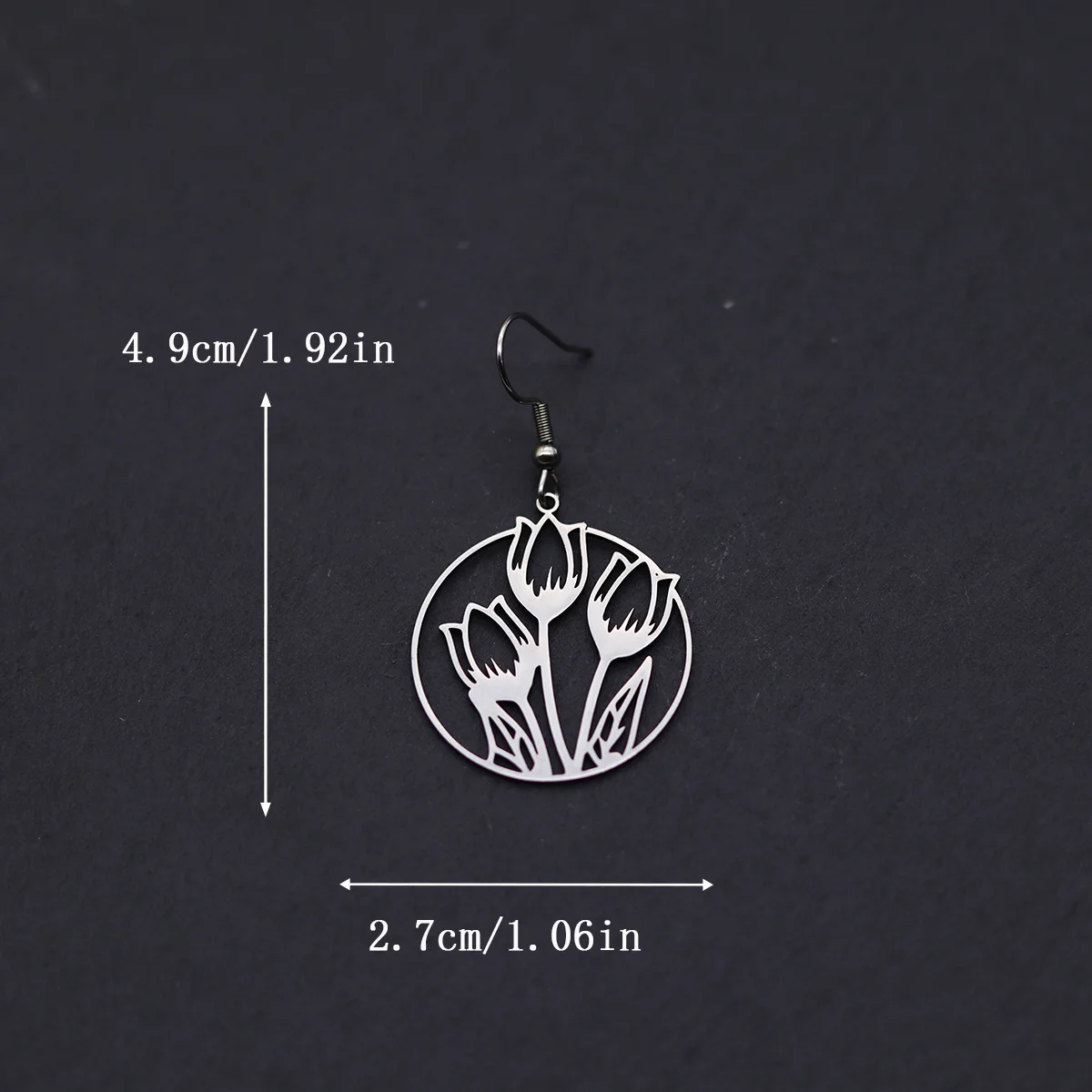 Kinitial Stainless Steel Artistic Cutout Tulip Dangle Earrings For Women Femele Simple Plant Flower Ear Jewelry Gift New