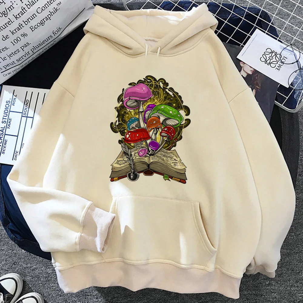 Mushroom hoodie harajuku pattern trendy streetwear soft fabric Y2K female pullover soft fabric elegant