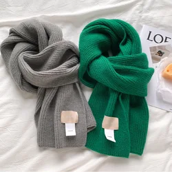 Winter New Green Knitted Long Scarf Solid Color Warm Scarves for Adult and Children Skin-friendly Fabric Pashmina Shawl