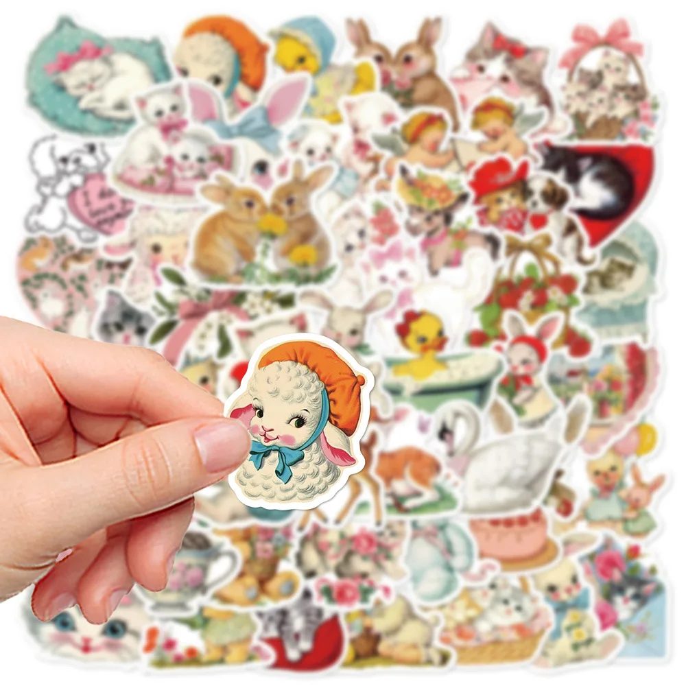 50Pcs Vintage Animals Clipart Sticker Aesthetic Skateboards DIY Harajuku Laptop Luggage Waterproof Wall Room Bar Decor Stickers view 4