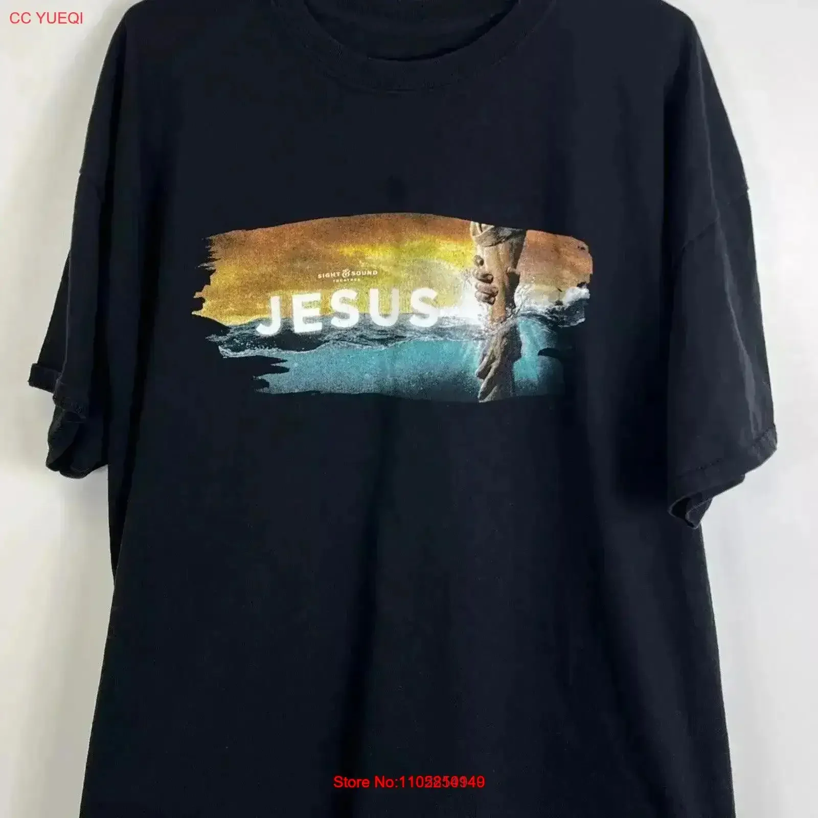 Vintage Jesus Sight Sound Theatre T Shirt Black Fit XL Religion Religious Promo Washed homme Casual designer clothes vintage