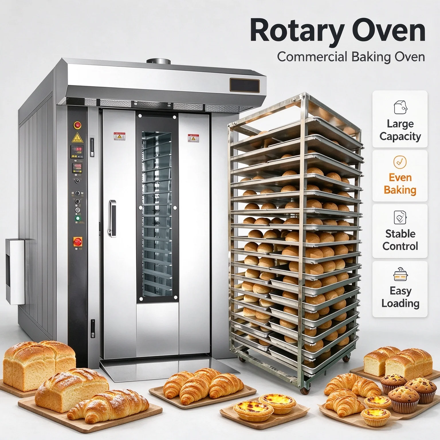 Rotary Rack Oven Intelligent Control Baking Equipment 16/32/64 Trays Electric Gas Diesel Available Customized