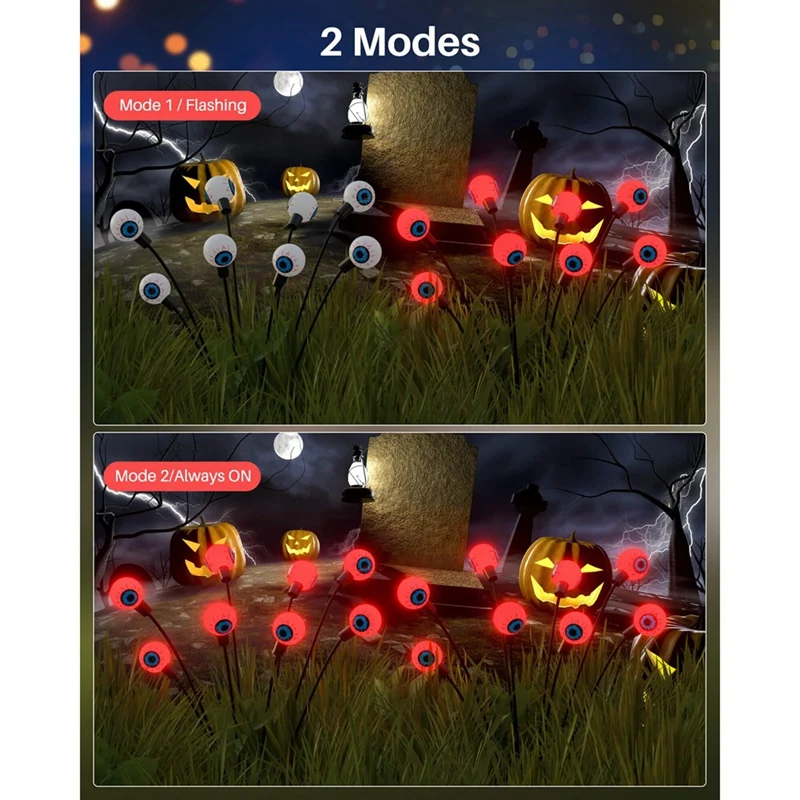 LICE-مخيف مقلة العين أضواء ساحة الشمسية، 16LED يتمايل ديكور الحديقة الشمسية مقاوم للماء، للفناء/الحديقة/الممر، 2 قطعة