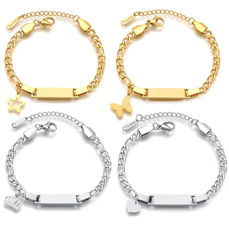 

Simple and Versatile DIY Engraved Characters and Images for Children's Hearts/butterflies/crowns/stars Pendant Curved Bracelet