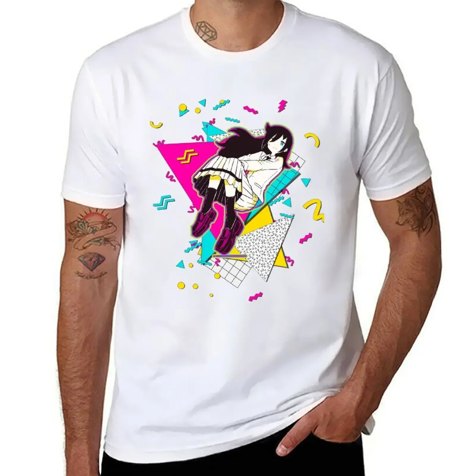 Tomoko Watamote 90s graphic design T-Shirt sports fans Short sleeve tee for men Summer fashion New Arrival Cotton style tops2024