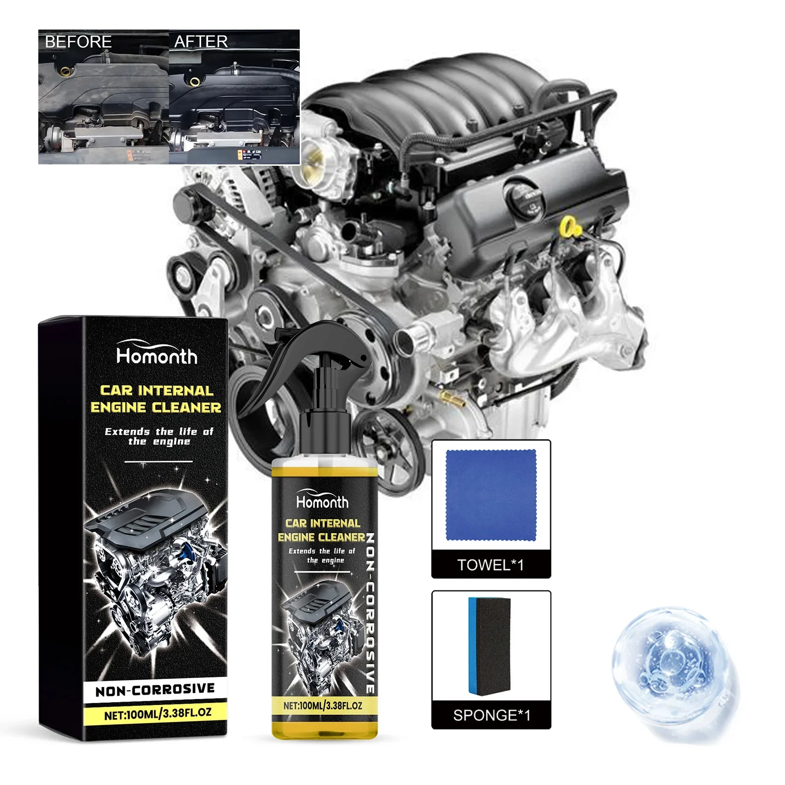 Engine Bay Cleaner Engine Shine Protector Detailer Decontamination Deep Degreasing Compartment Heavy Oil Dust Car Cleaning Tools