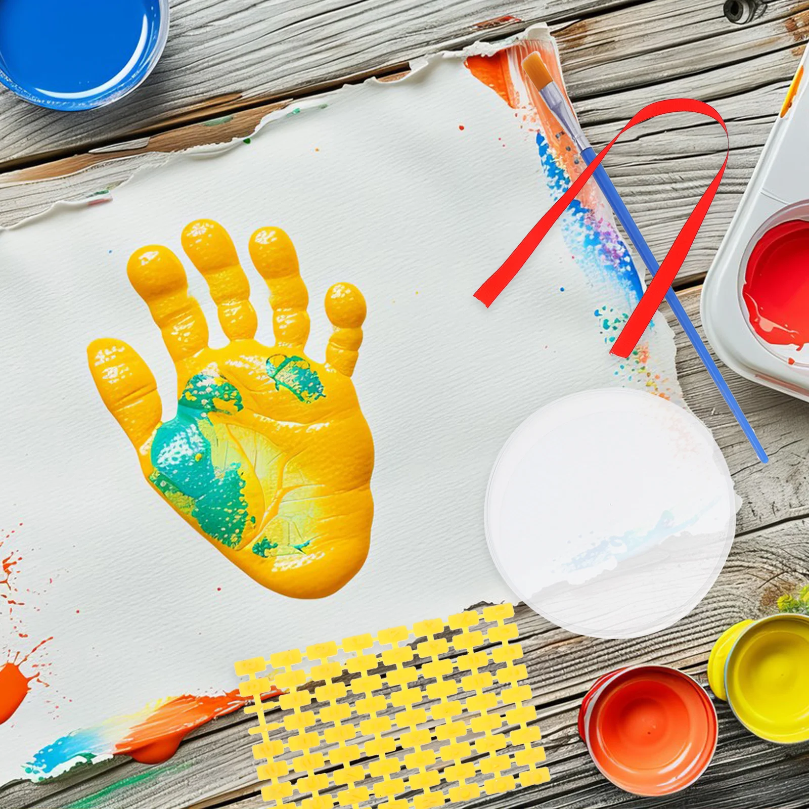 1세트 아기 발자국 키트 손자국 몰드 신생아 캐스팅 쉬운 DIY 기념품 프레임 잉크 장식 아기 캐스팅 키트