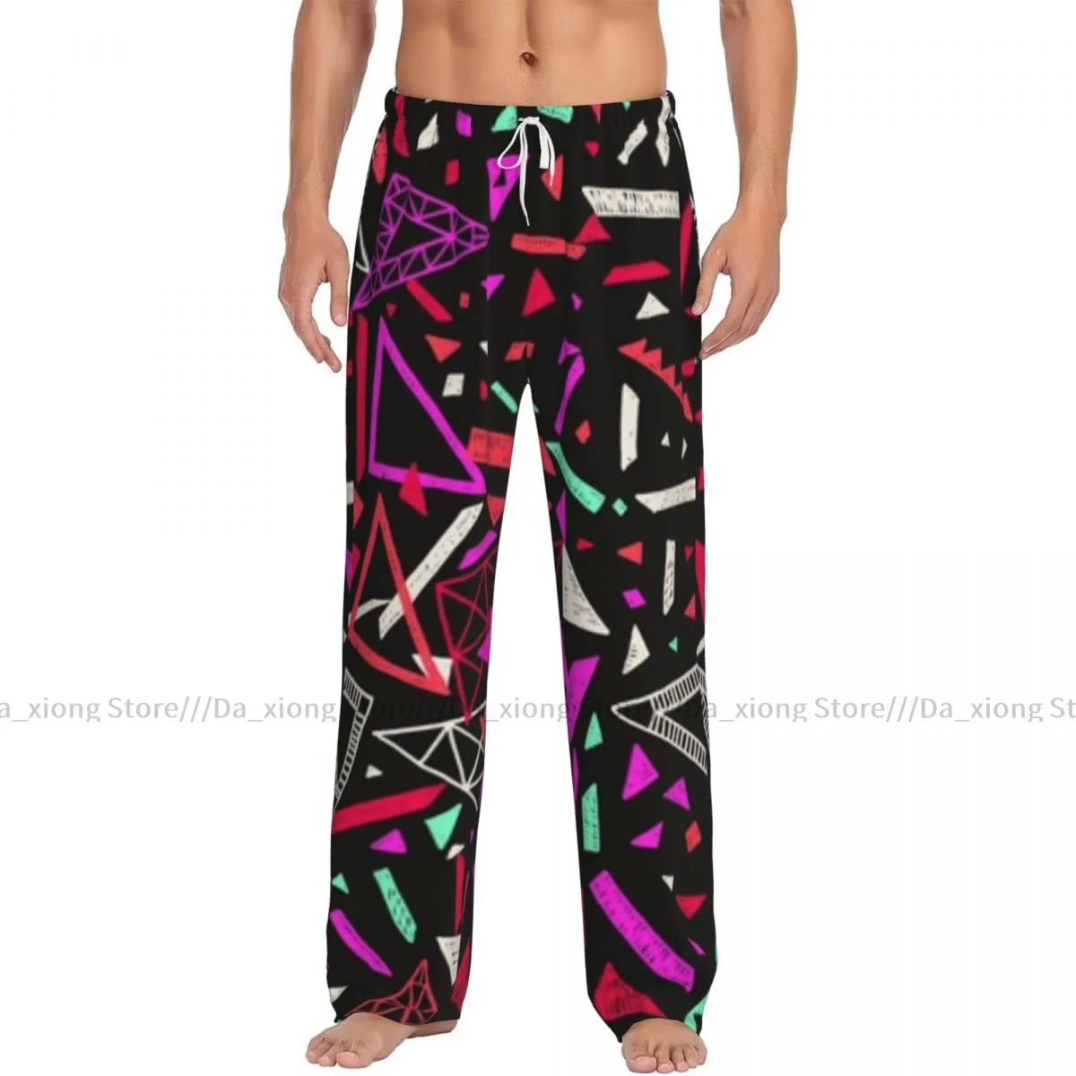 Men's Casual Pajama Sleeping Pants Memphis Retro Style Ethnic Lounge Loose Trousers Comfortable Nightwear