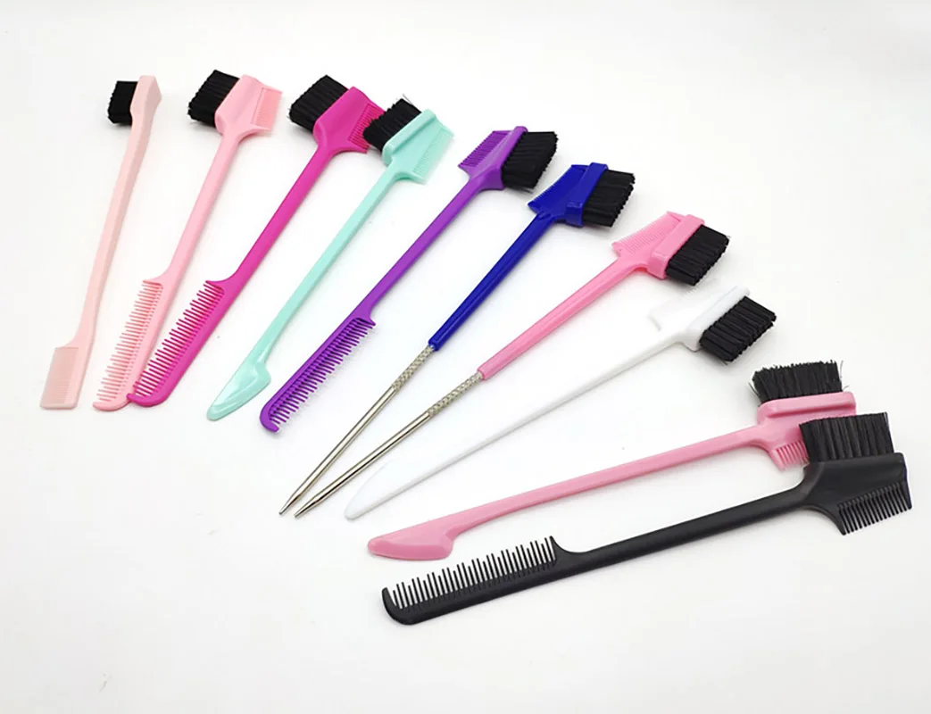 

1pc double-sided edge comb control hair brush salon professional accessories 2-in-1 hair styling tool Special for real hair wigs