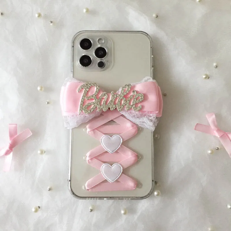 Kawaii Lace Bowknot Pink Girl's Phone Case Women Lolita for Iphone 16 15 14 13 Pro MaxXr X Xs 7 8 Apple Samsung Phone Cover